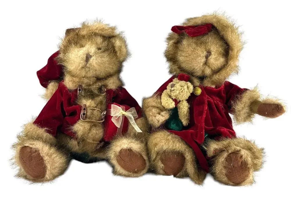 Tender Hearted Collectibles 12” Christmas Teddy Bear Pair Plush Holiday Decor